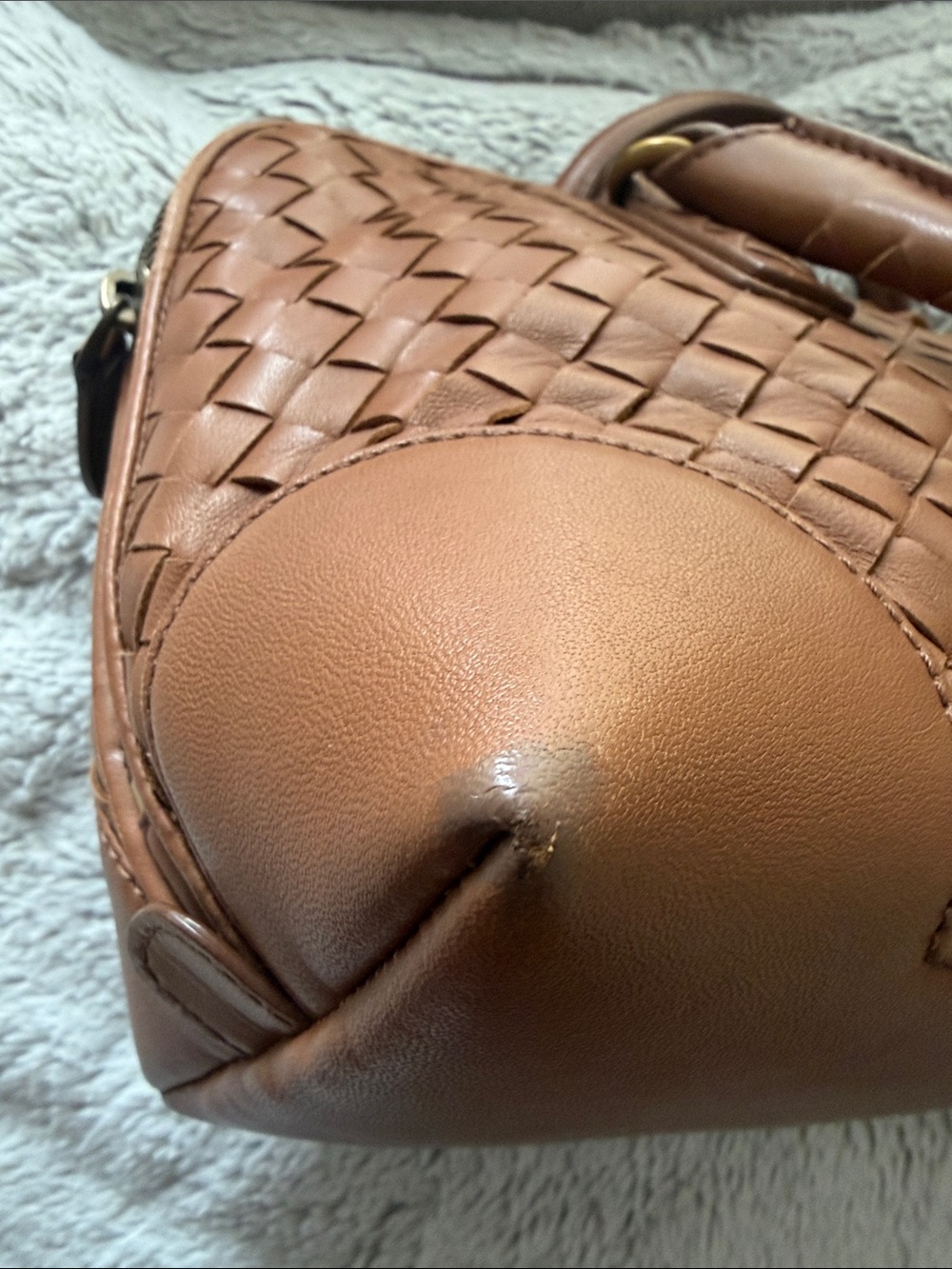 Bottega Veneta Intrecciato Leather Satchel - Cognac Brown - Picture 12 of 15
